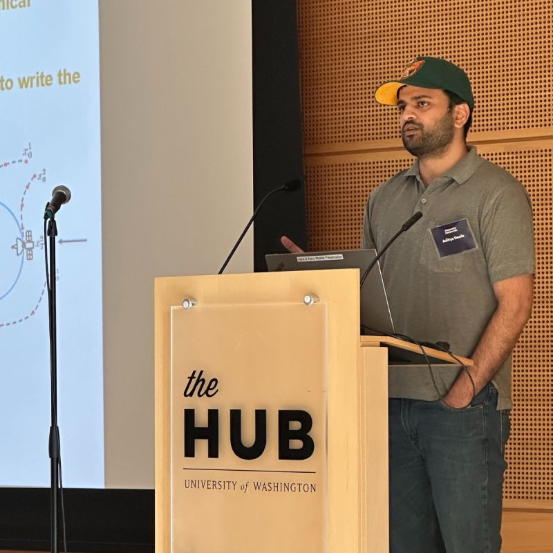 Aditya presenting research at the UW Graduate Showcase 2025