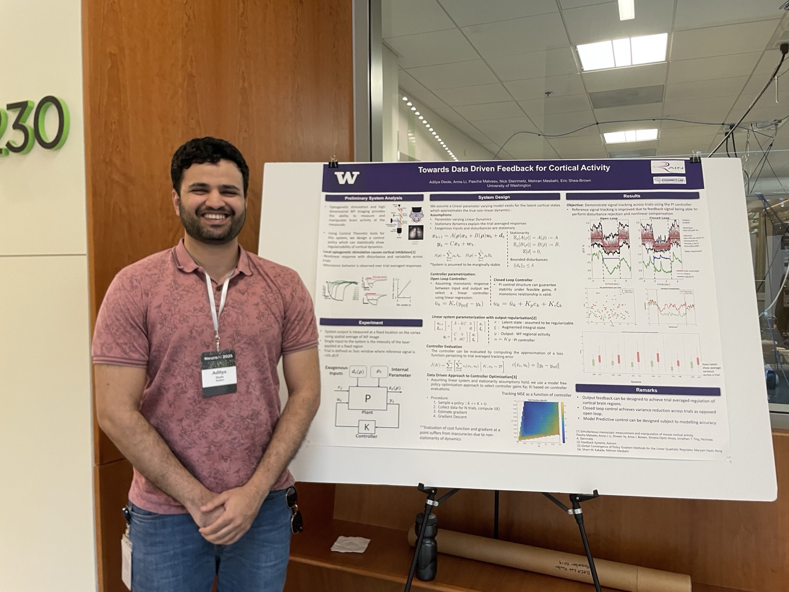 Aditya presenting a research poster at NeuroAI 2025